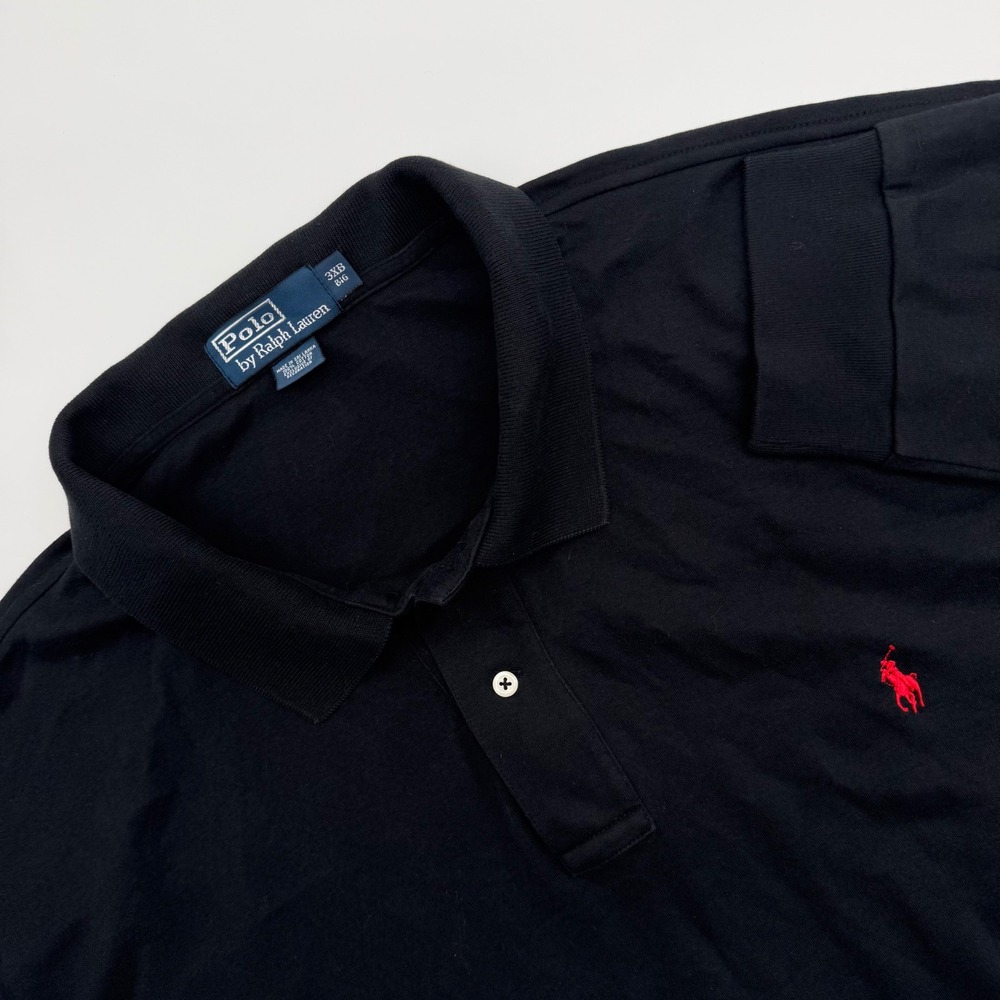 Polo Ralph Lauren Mens 3XB Big Long Sleeve Polo Shirt Black Red Pony Cotton